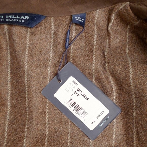 NWT Peter Millar Calfskin Crown Crafted Leather Bomber Jacket/ Large - Picture 10 of 10